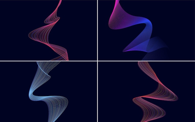 Agregue un toque único a sus diseños con un conjunto de 4 líneas onduladas abstractas