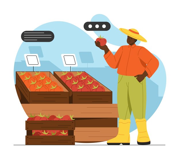 Agricultor con concepto de cosecha
