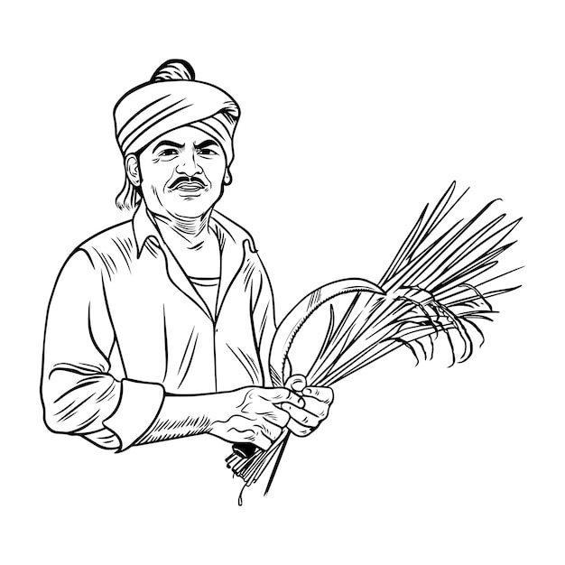 Agricultor con hierba