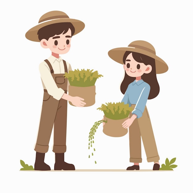 agricultor vector hombre que lleva la cosecha de arroz