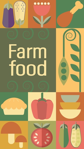 Agricultura y antecedentes agrícolas estilo bauhaus Carteles de alimentos agrícolas y mercados orgánicos artesanía Abstracto