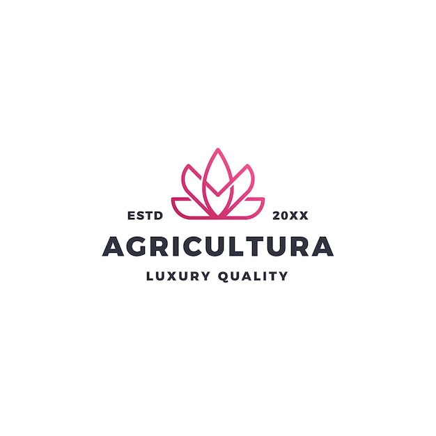 Vector agricultura y logo de flor de loto rosa