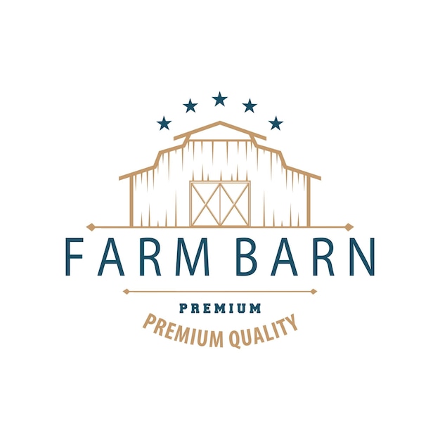 Agricultura logotipo de la granja estilo retro sencillo diseño de ilustración de plantilla de edificio vintage