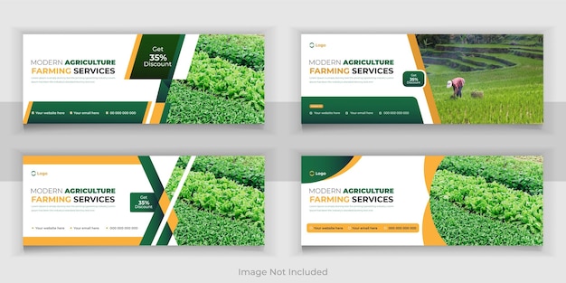 Agricultura Set de agricultura o servicios de jardín de césped y paquete de plantillas de diseño de pancartas web