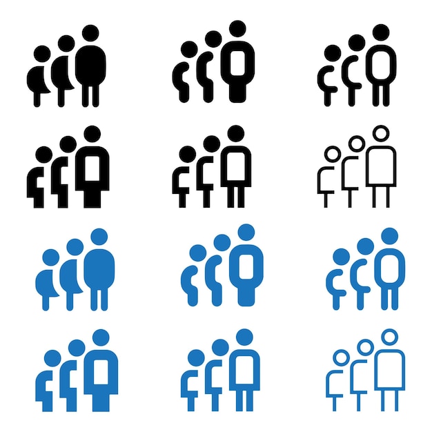 Agrupación de personas Ilustración de iconos Vector Conjunto de iconos de personas en estilo plano Crowd Grupo de personas