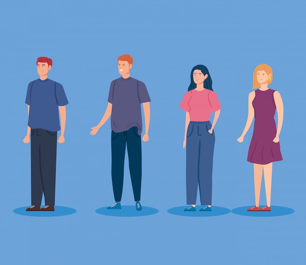 Agrupar personajes de avatar de jóvenes