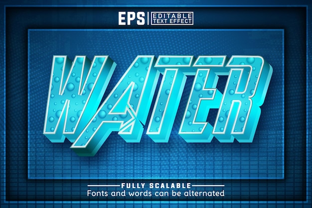 Agua 3d Efecto de texto editable