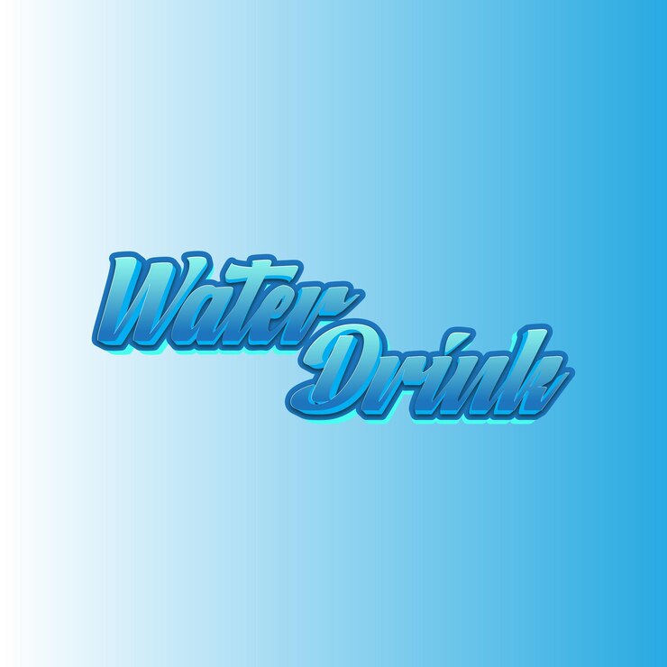 Agua Beber palabra degradado color de azul, azul claro y blanco colores tipografía 3D diseño de logotipo