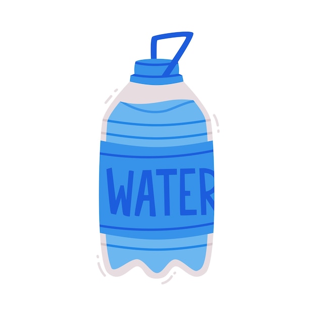 Agua en botella de plástico cerrada con H2O líquido puro vertido en el interior Ilustración vectorial