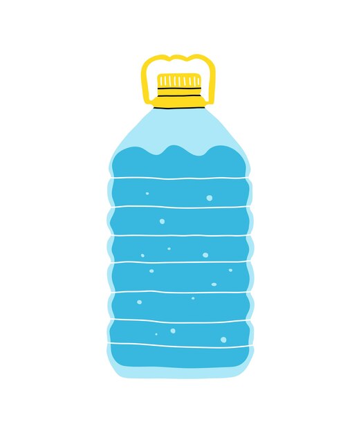 Agua en botella de plástico galón elemento clipart en estilo de línea plana ilustración de vector dibujado a mano