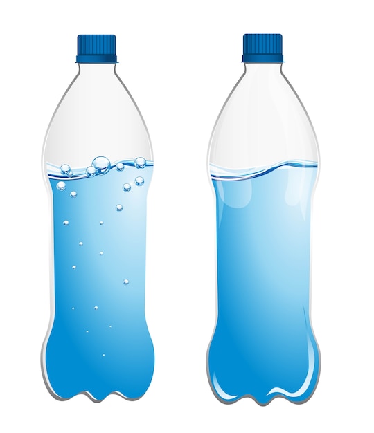 Vector agua de botella sobre fondo blanco, ilustración vectorial