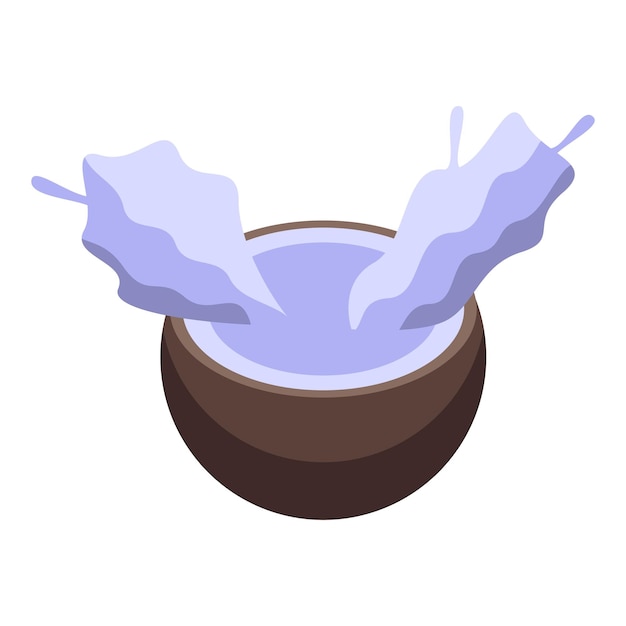 El agua de coco salpicando la mitad de la cáscara de coco