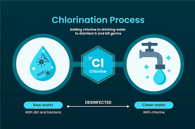 Vector agua del grifo sin tratar desinfectada con cloro