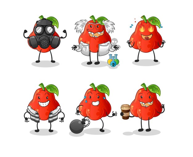 Vector agua manzana villano grupo personaje dibujos animados mascota vector