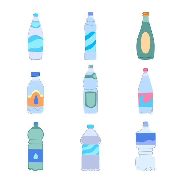 agua mineral conjunto dibujos animados salpicadura burbuja fresco limpio puro azul agua mineral signo símbolo aislado ilustración vectorial