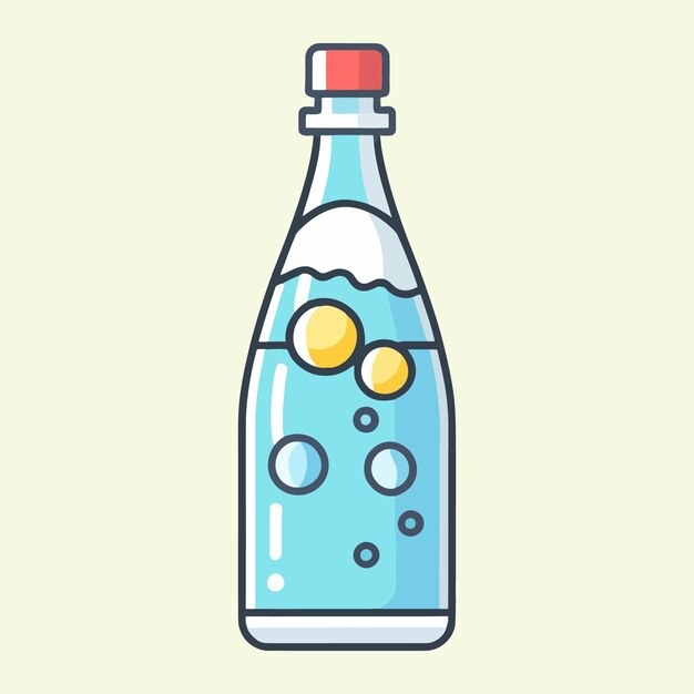 Vector el agua mineral linda es un minimalismo simple, una ilustración de dibujo vectorial de color plano.