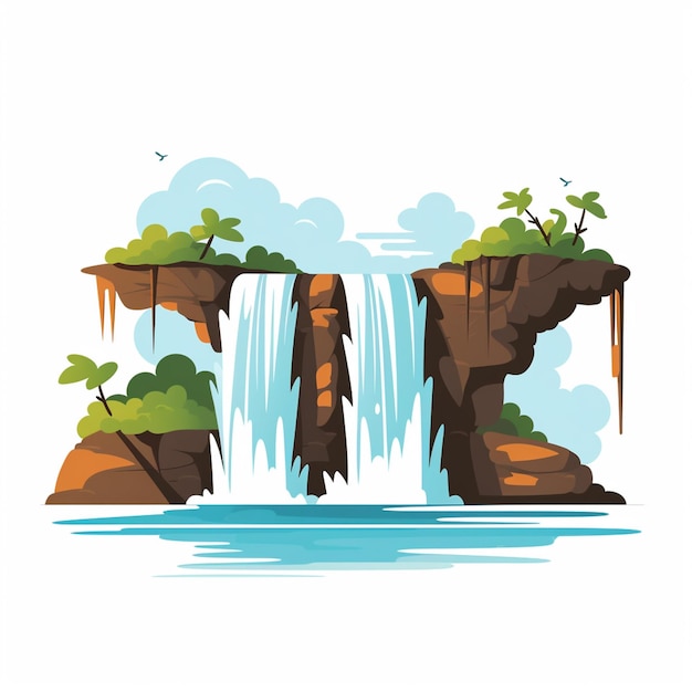 agua montaña cascada río vector naturaleza cascada fondo ilustración otoño arroyo