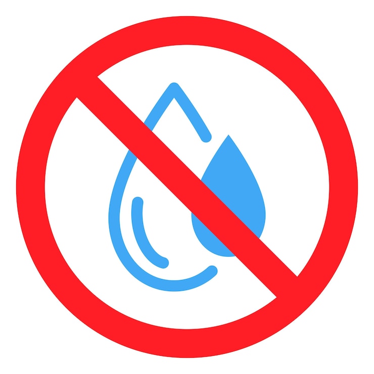 Vector sin agua o sin símbolo de aceite señal de prohibición de agua no potable símbolo prohibido