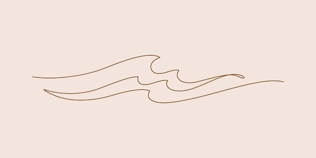 agua de ola de mar una línea de estilo minimalista vector de línea delgada