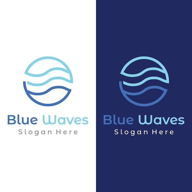 Agua pura azul natural Diseño de logotipoDiseño abstracto acuático con contornoIcono de signo de agua potable o mineral