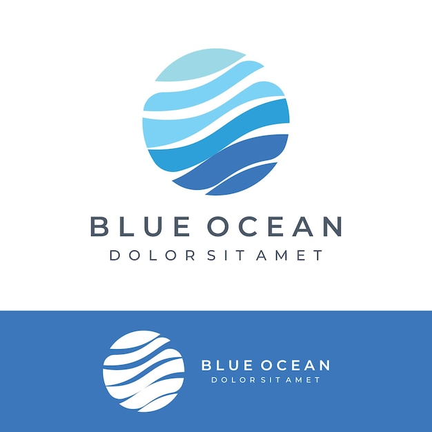 Agua pura azul natural Diseño de logotipoDiseño abstracto acuático con contornoIcono de signo de agua potable o mineral