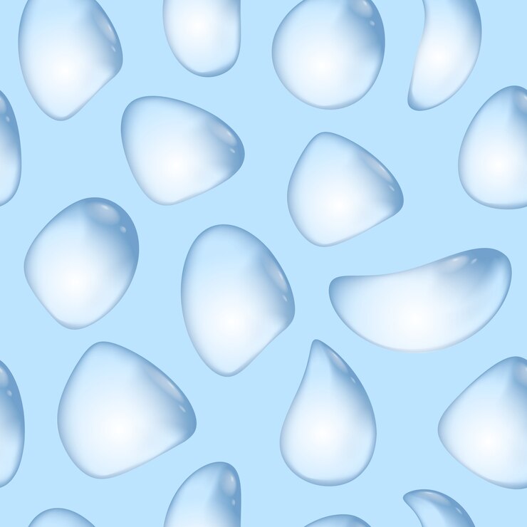 Vector . el agua realista cae el modelo inconsútil en fondo azul.