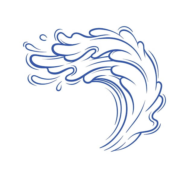El agua salpica azul esquema minimalista onda con gotas y vapor mar y océano acuático y ho líquido