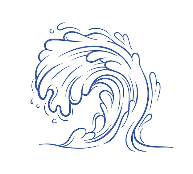 El agua salpica azul esquema minimalista onda con gotas y vapor mar y océano río acuático y ho