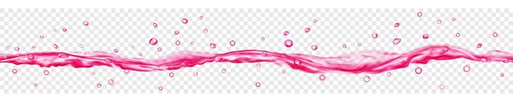 Vector agua translúcida con gotas en colores rojos con repetición horizontal perfecta, aislado sobre fondo transparente. transparencia solo en archivo vectorial
