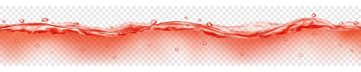 Vector agua translúcida con gotas en colores rojos con repetición horizontal transparente aislada en fondo transparente transparencia solo en archivo vectorial