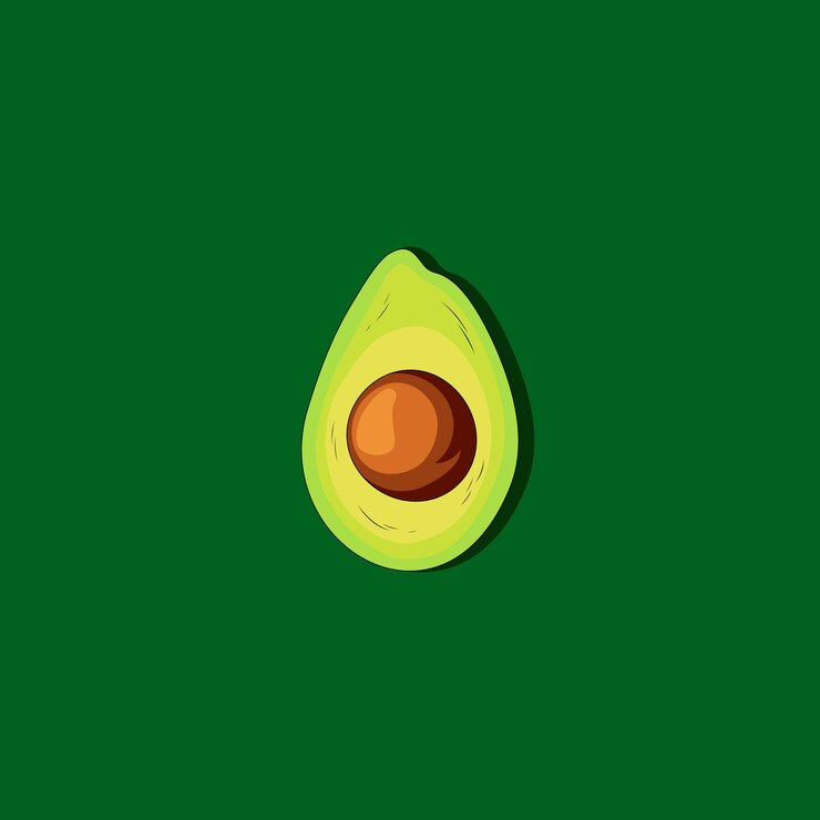 Aguacate aislado sobre un fondo verde