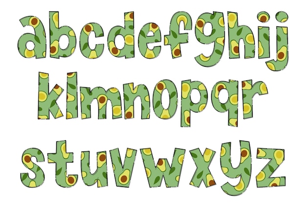 Vector aguacate artesanal letras color arte creativo diseño tipográfico