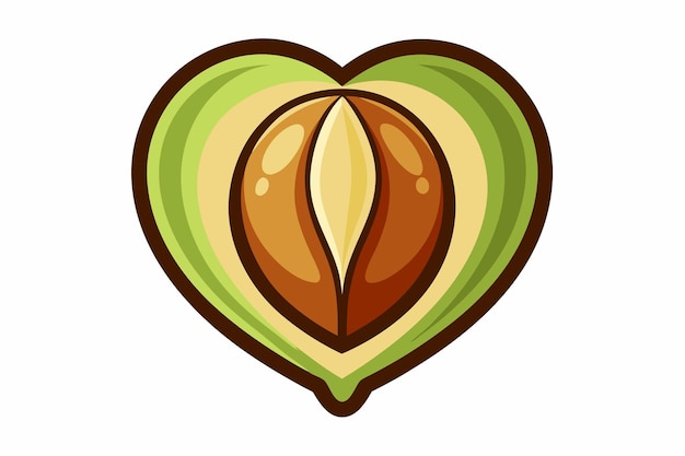 un aguacate con un corazón cortado por la mitad