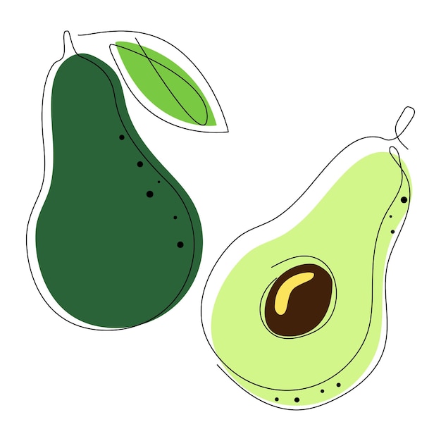 Aguacate de dibujos en una sola línea.