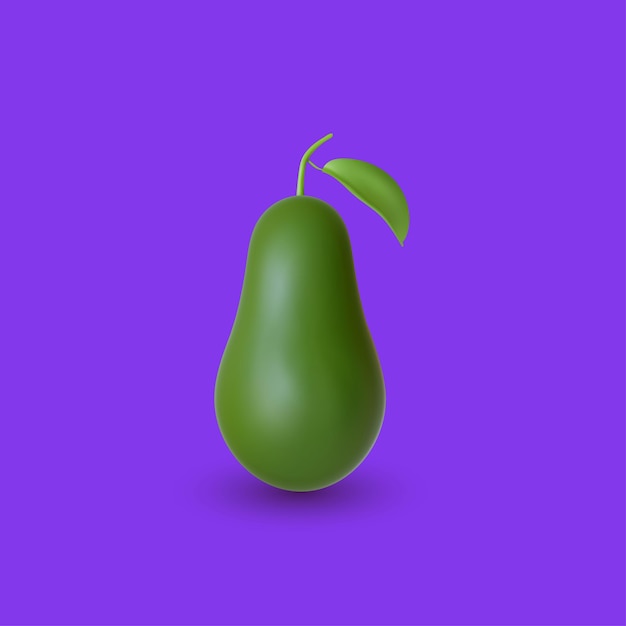 Aguacate fresco aislado sobre fondo morado Vector realista aguacate entero