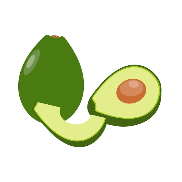 Aguacate en la ilustración de vector de fondo blanco