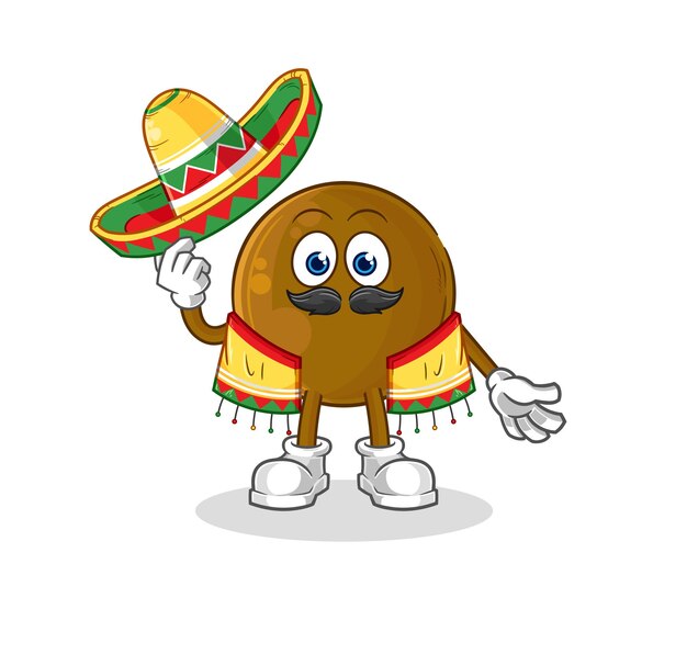 Vector aguacate piedra cultura mexicana y bandera dibujos animados mascota vector