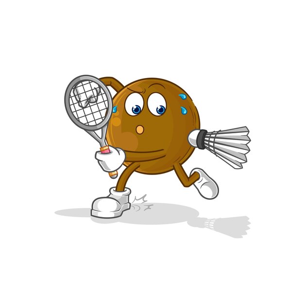 Aguacate piedra jugando bádminton ilustración vector de caracteres
