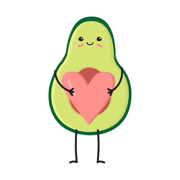 Aguacate vectorial con corazón en estilo plano