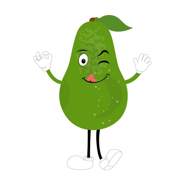 Los aguacates de dibujos animados son personajes de mascota dibujados a mano en estilo doodle.