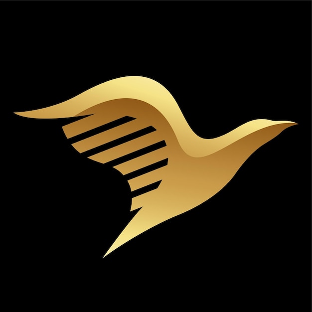 Águila abstracta brillante dorada sobre un fondo negro