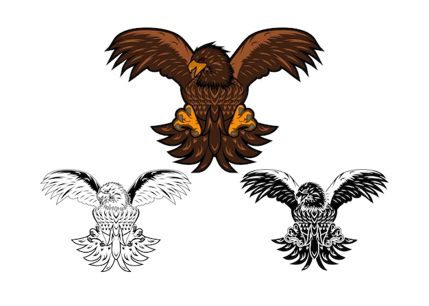 Águila aislada en blanco Esta ilustración vectorial se puede utilizar como una impresión en un tatuaje de camisetas, etc.