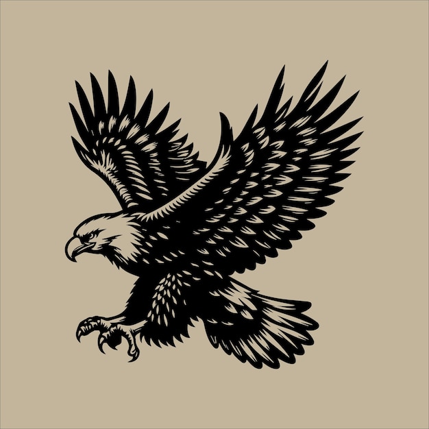 águila al estilo de grabado sobre un fondo beige