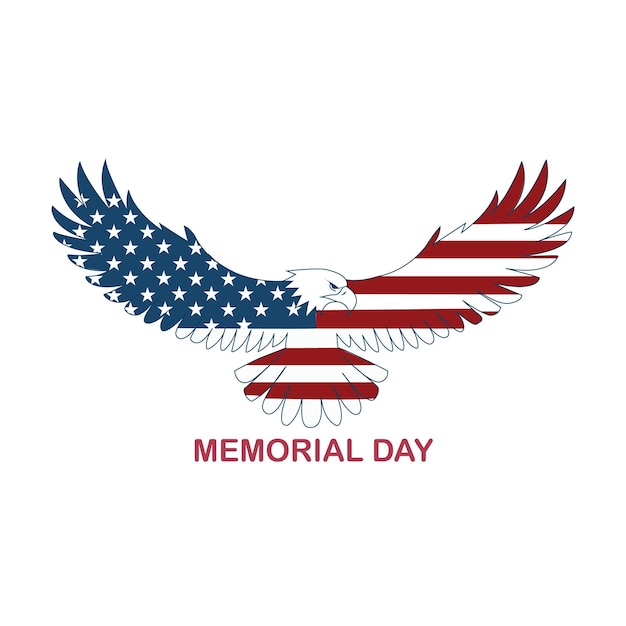 Águila americana del Día de la Conmemoración con alas de la bandera de los Estados Unidos