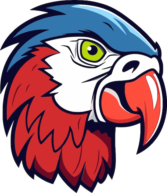 un águila azul con un pico rojo que dice águila