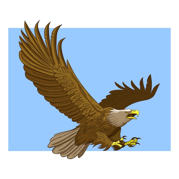 Vector un águila calva con un fondo azul.