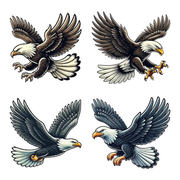 El águila calva volando dibujos animados patrióticos EE.UU.