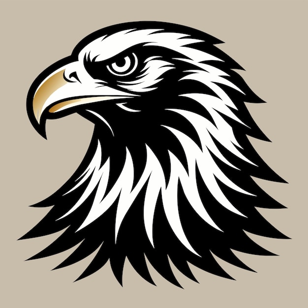 un águila con una cara blanca y un fondo blanco y negro