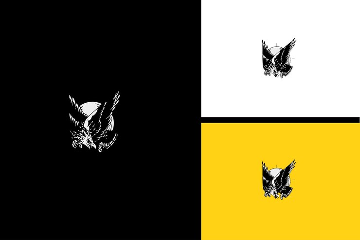 Vector águila y círculo vector blanco y negro