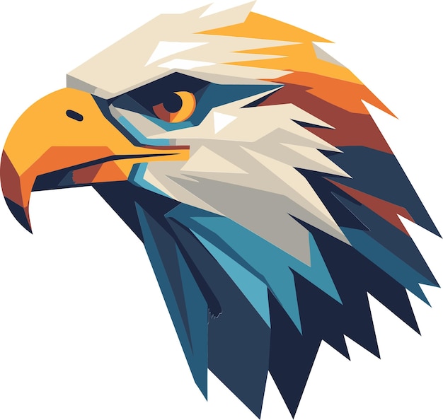 un águila con colores azul y rojo y naranja